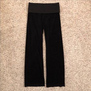 Juicy Couture Pants Velour Rich Black Fold-Over Waist Size Medium